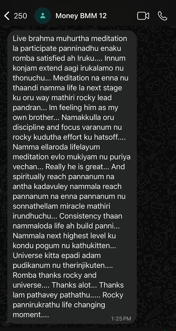 WhatsApp review from a Money Meditation student
